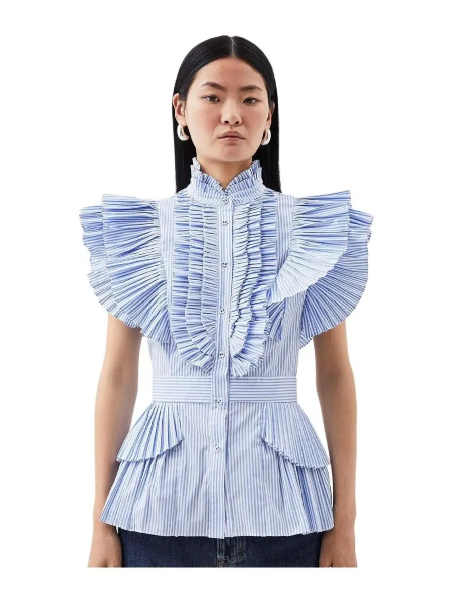 Блуза с плиссировкой и рюшами, без рукавов Karen Millen