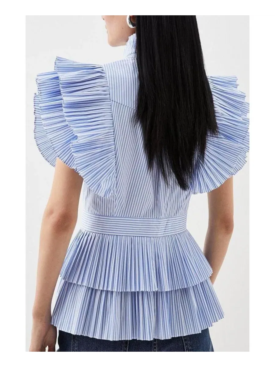 Блуза с плиссировкой и рюшами, без рукавов Karen Millen — изображение 7 из 8, полоса