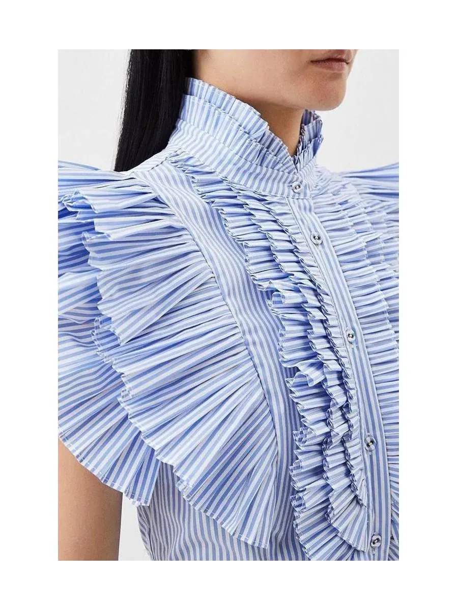 Блуза с плиссировкой и рюшами, без рукавов Karen Millen — изображение 8 из 8, полоса