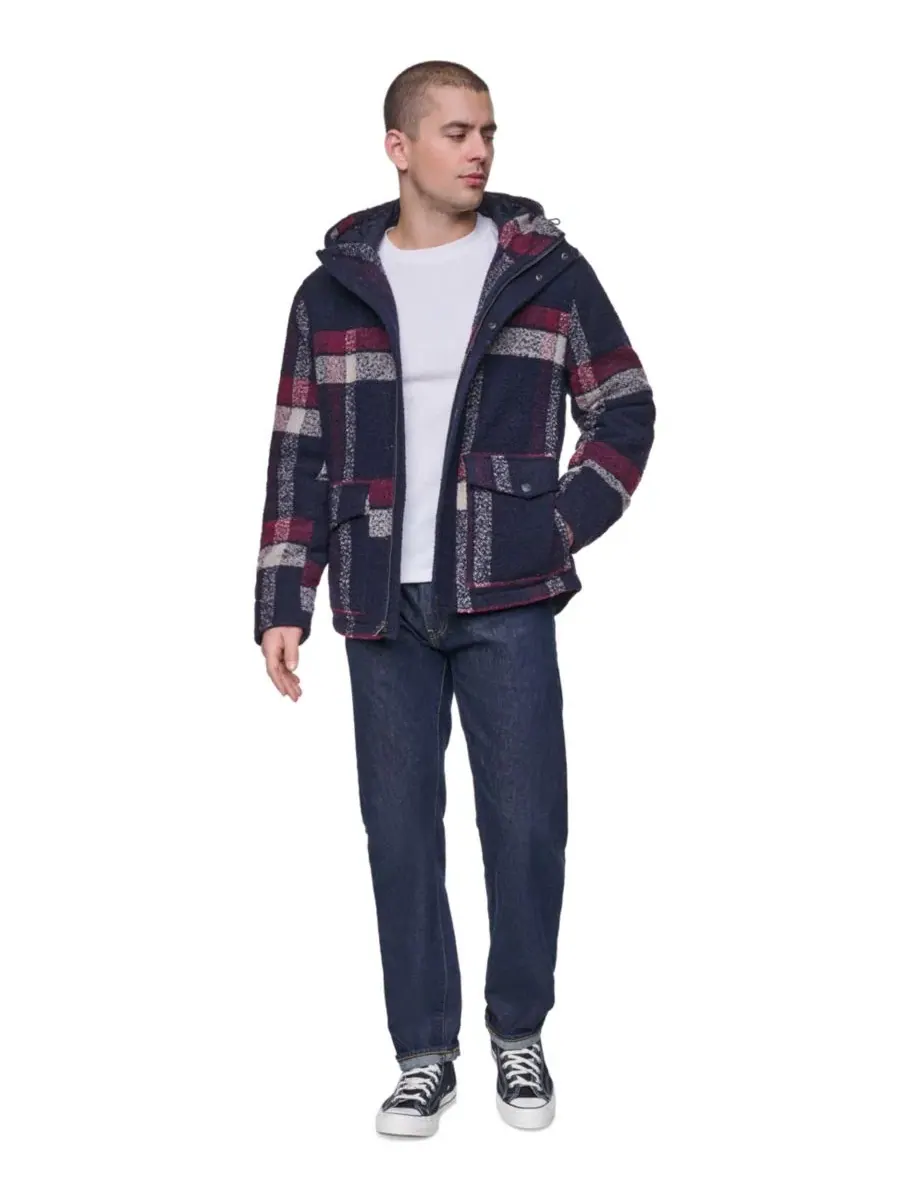 Куртка с капюшоном, фланелевая, из шерстяного бленда Levi's — изображение 2 из 5, темно-синий
