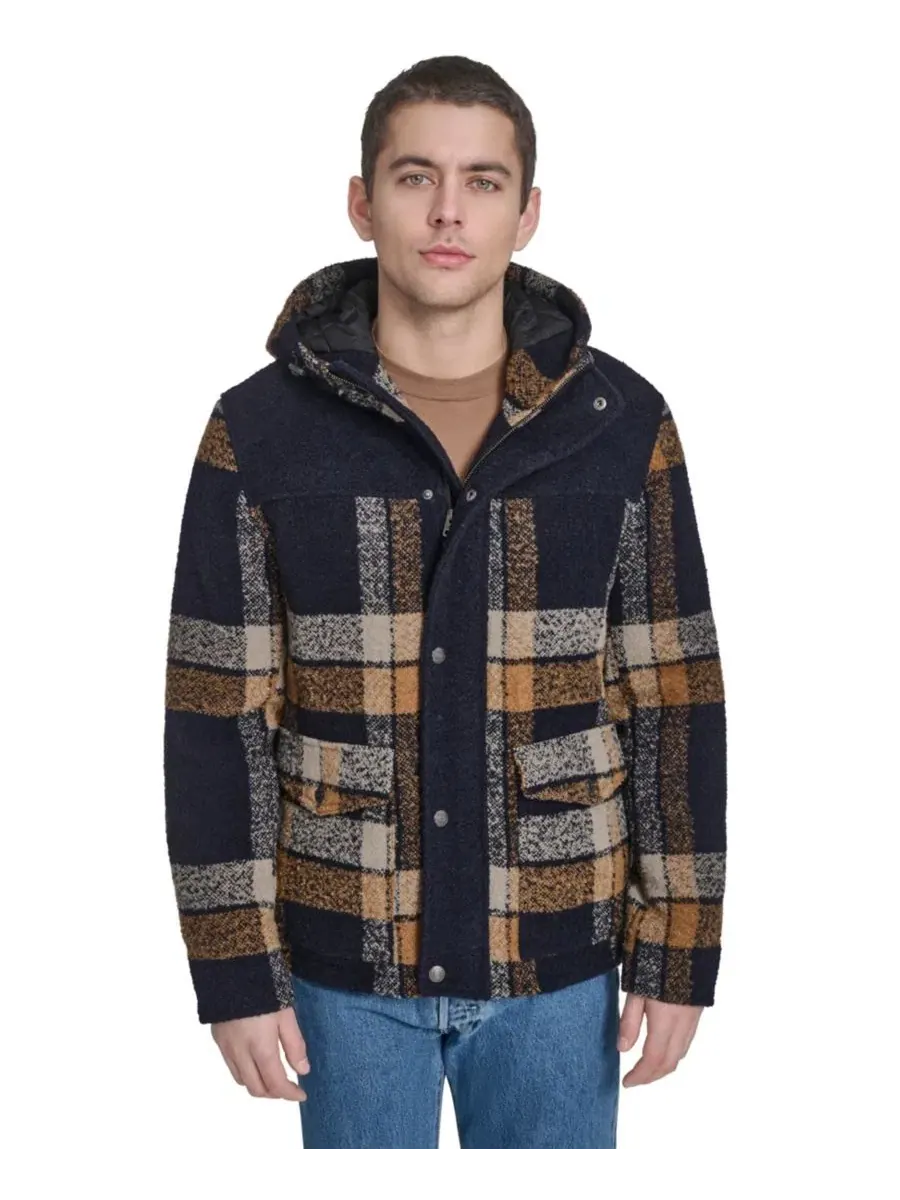 Куртка с капюшоном из шерстяной смеси в клетку Levi's