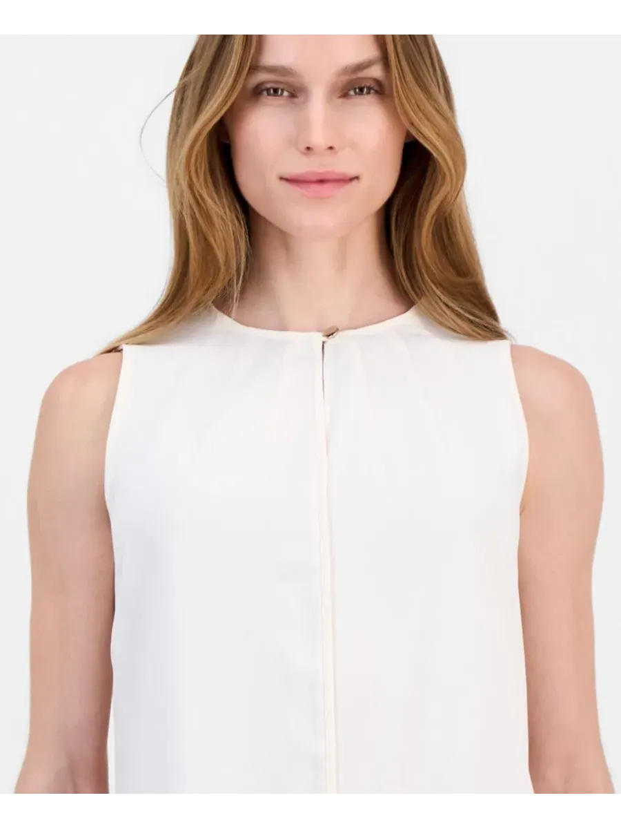 Блузка без рукавов с вырезом капля Anne Klein — изображение 4 из 4, белый