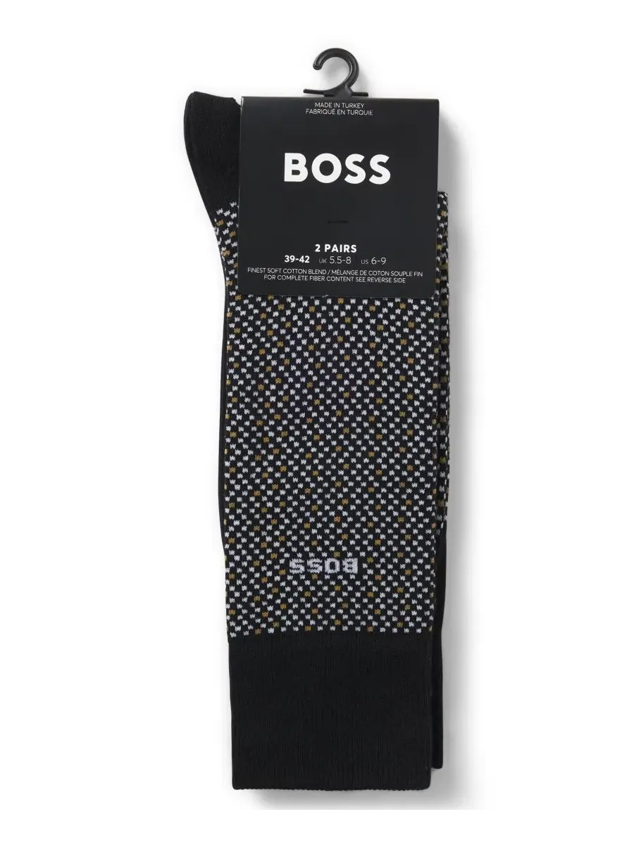 Мужские носки с кубическим узором, 2 шт Hugo Boss — изображение 3 из 3, черный