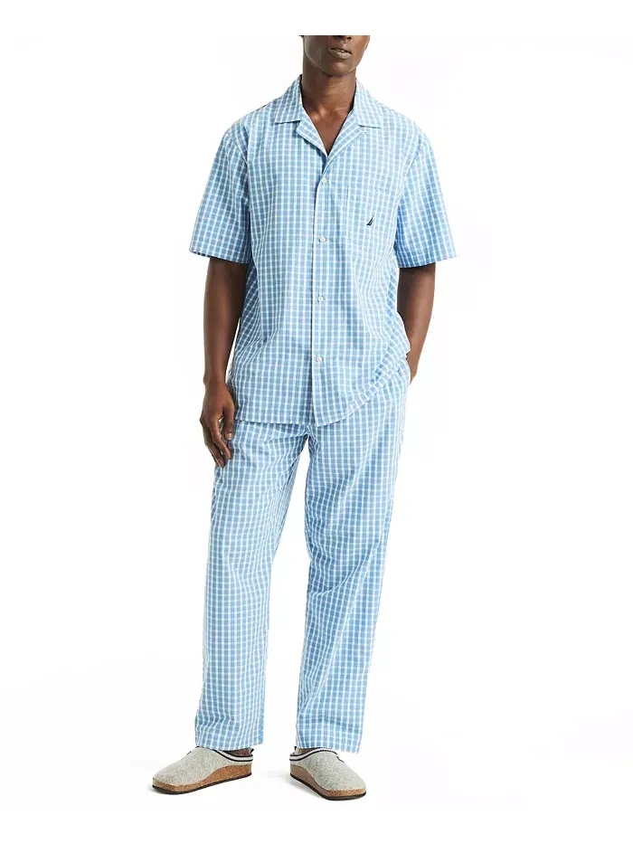 Мужская пижамная рубашка Crafted Plaid Camp Sleep Nautica — изображение 2 из 4, синий