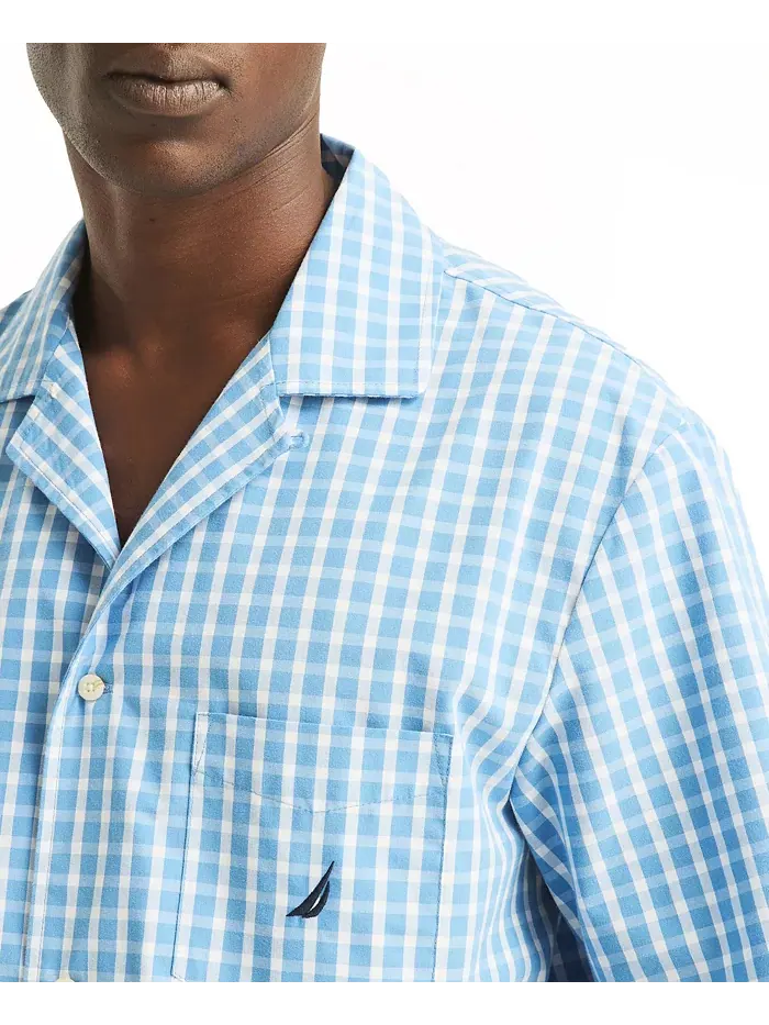 Мужская пижамная рубашка Crafted Plaid Camp Sleep Nautica — изображение 3 из 4, синий