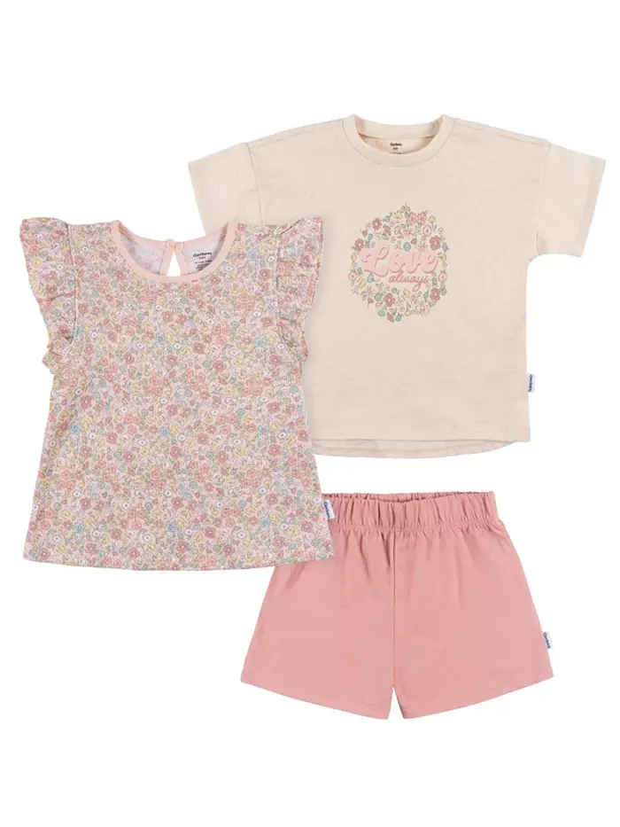 Комплект из футболки и шорт для девочек Toddler Girls Coordinating Gerber