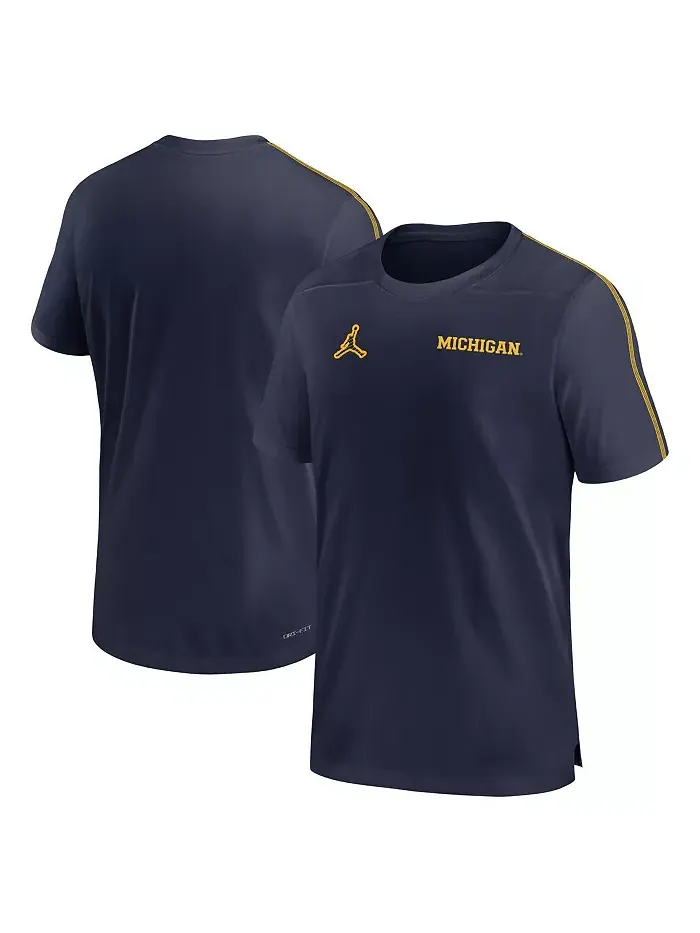 Мужская футболка Michigan Wolverines 2024 Sideline Coach Performance Top Jordan