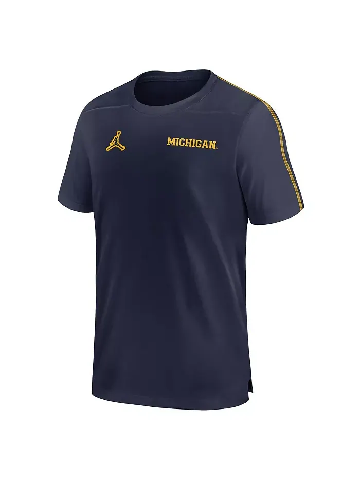 Мужская футболка Michigan Wolverines 2024 Sideline Coach Performance Top Jordan — изображение 3 из 5, темно-синий