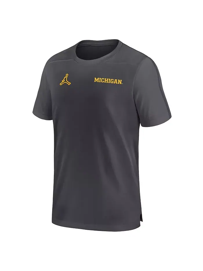 Мужская футболка Michigan Wolverines 2024 Sideline Coach Performance Top Jordan — изображение 5 из 5, темно-синий