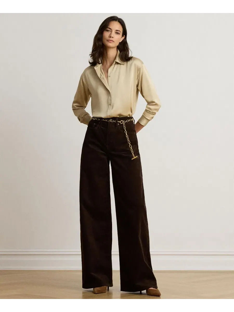 Блуза женская с длинным рукавом, с отложным воротником Lauren Ralph Lauren — изображение 4 из 8, кремовый