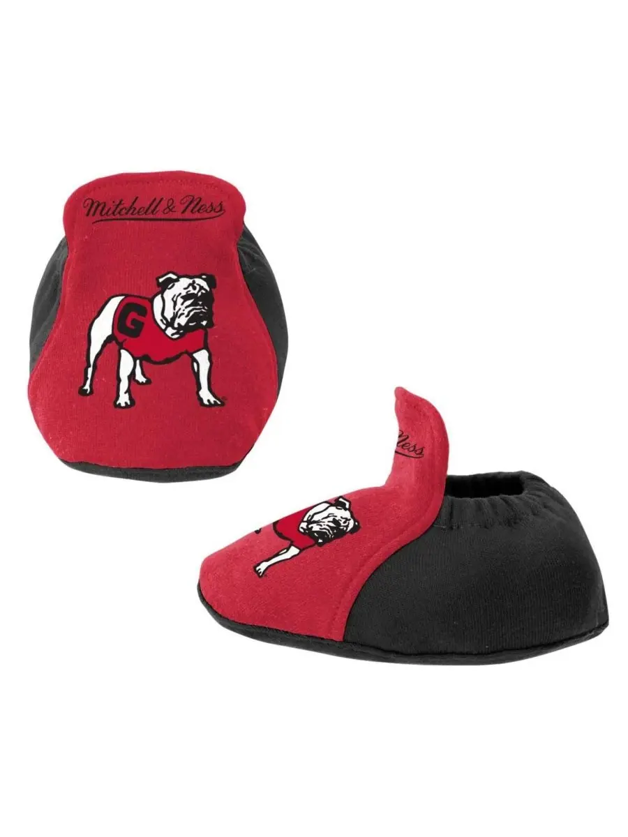 Комплект из боди, слюнявчика и пинеток с принтом Georgia Bulldogs Mitchell & Ness — изображение 4 из 4, черный красный