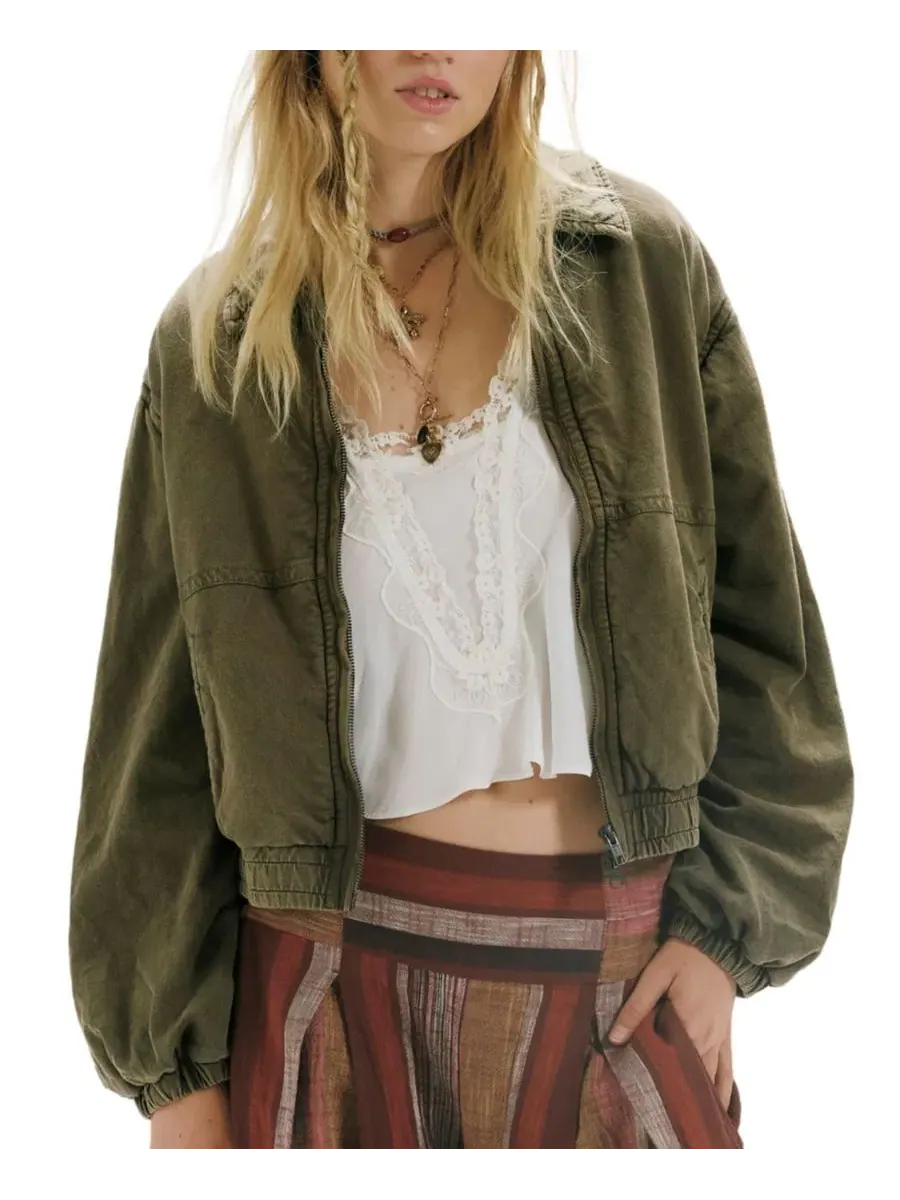 Кроп-куртка-бомбер из хлопка Birdie Free People