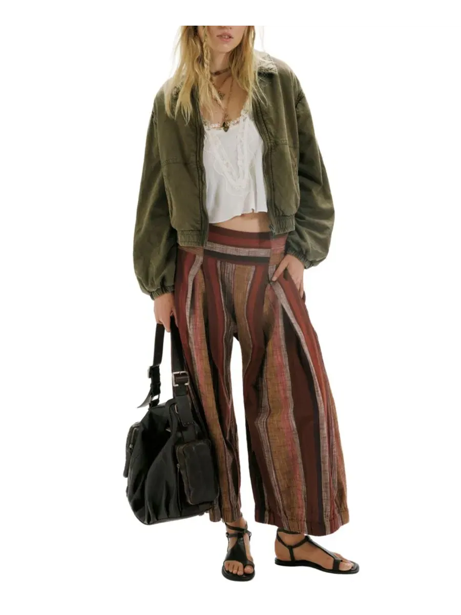 Кроп-куртка-бомбер из хлопка Birdie Free People — изображение 2 из 5, оливковый зеленый