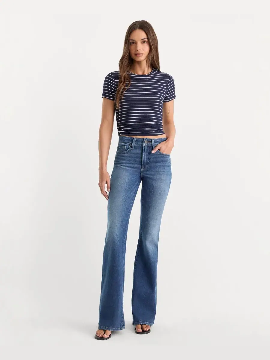 Джинсы клеш женские с удлиненной посадкой Soft Tech Good Legs Flare Good American — изображение 2 из 6, индиго