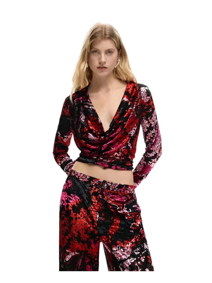 Брюки-палаццо с принтом Desigual — изображение 3 из 6, черный