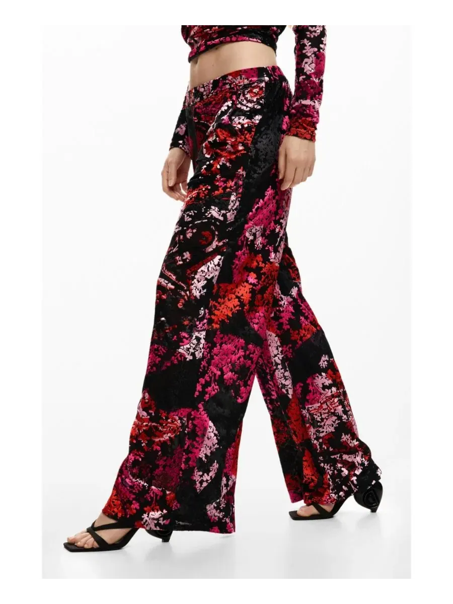 Брюки-палаццо с принтом Desigual — изображение 4 из 6, черный