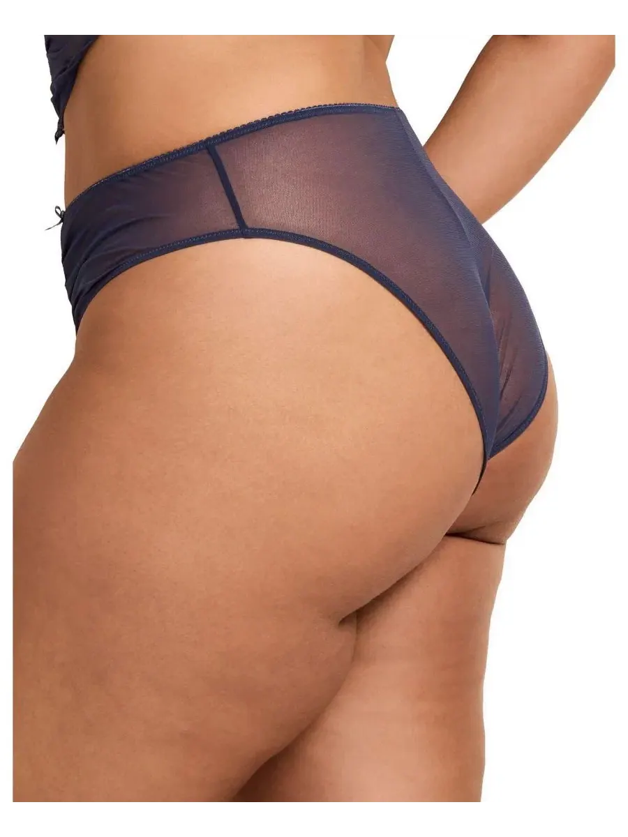 Трусы бразилиана женские с кружевом High Rise Cheeky Panty Adore Me — изображение 2 из 3, синий
