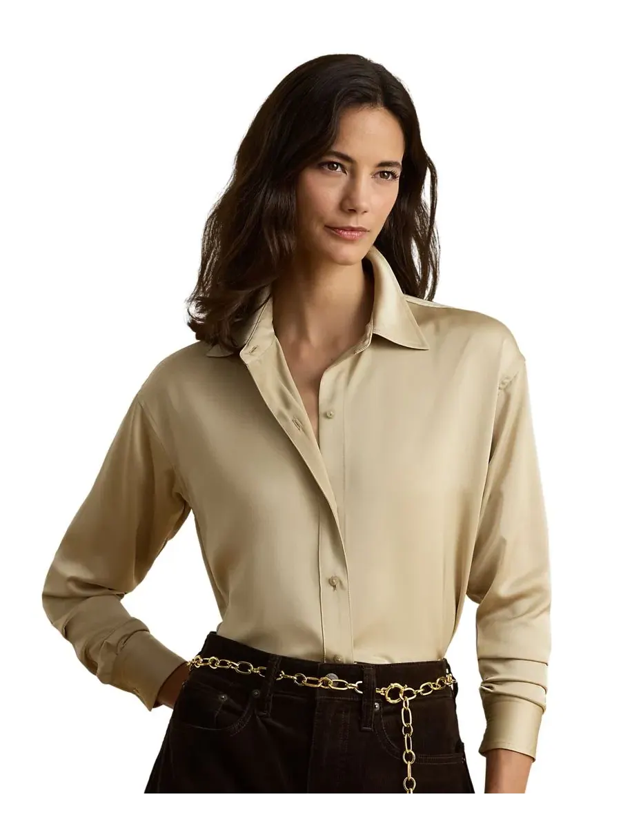 Блуза из сатина с длинным рукавом Lauren Ralph Lauren