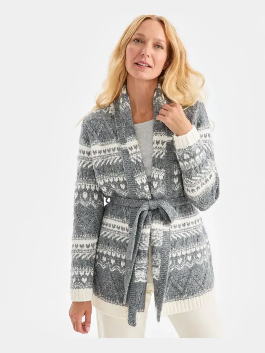 Женский кардиган с поясом Fair Isle Style & Co