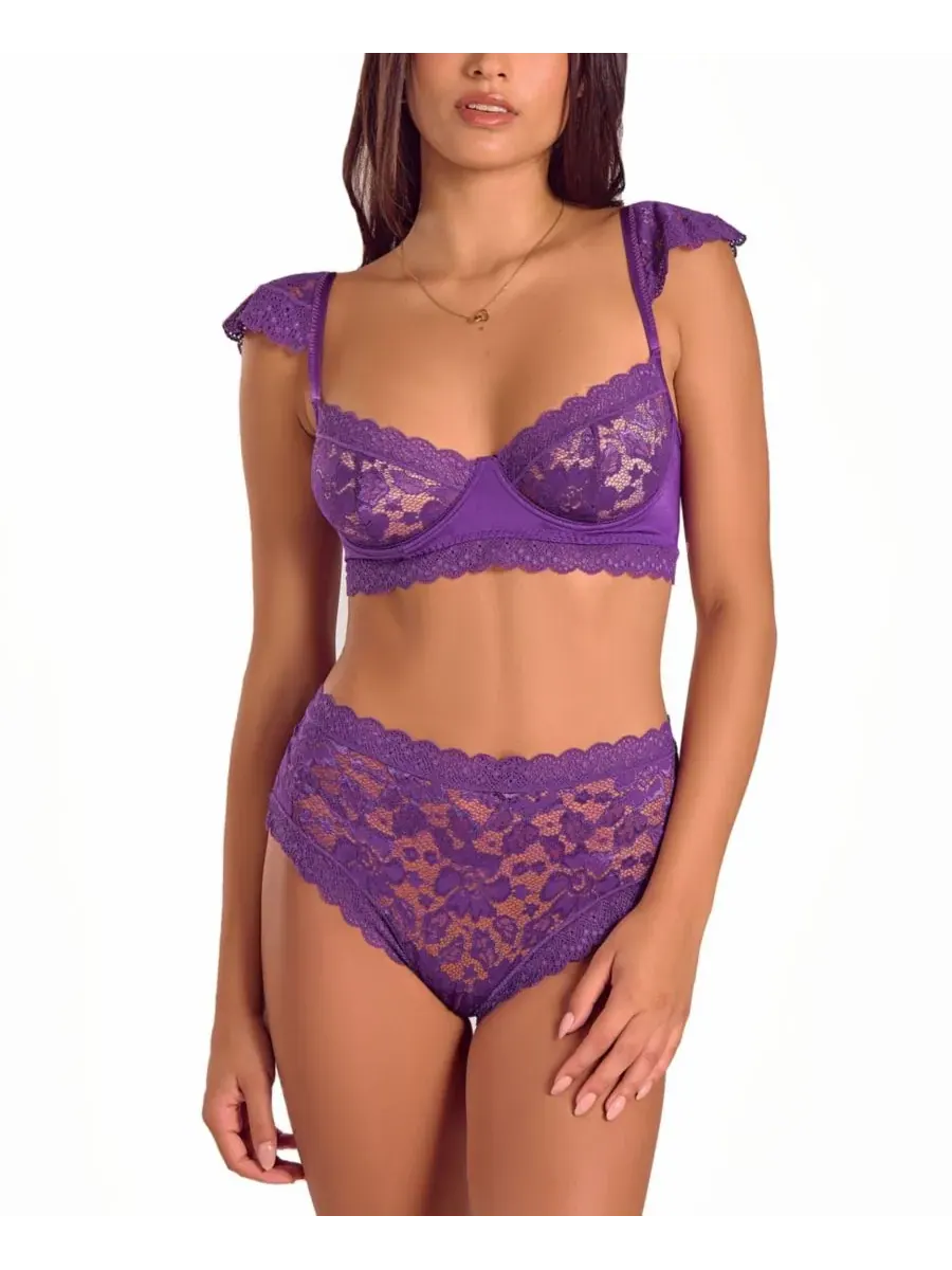 ICollection Женский фиолетовый комплект нижнего белья из эластичного кружева: бюстгальтер-бралетт