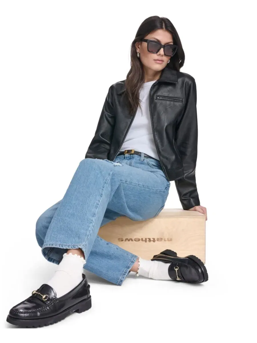 Женская куртка с отложным воротником и застежкой-молнией спереди Levi's — изображение 4 из 6, черный