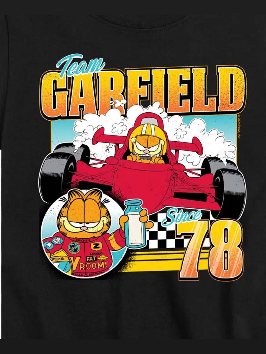 Детская футболка с коротким рукавом и графическим принтом, размер 8-20 Garfield — изображение 3 из 3, черный