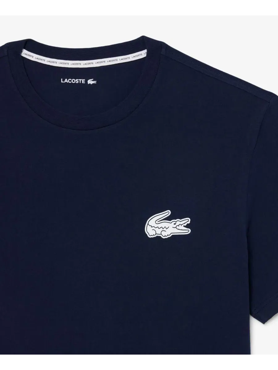 Комплект мужской Lacoste футболка и пижамные штаны, хлопок — изображение 6 из 7, темно-синий синий/белый