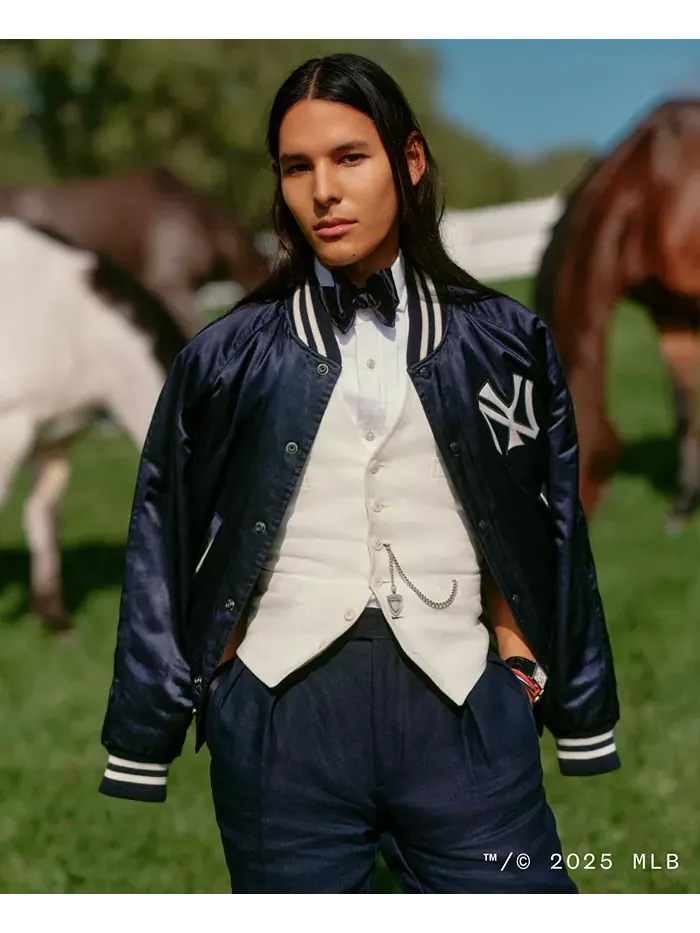 Унисекс-куртка Yankees из сатина Polo Ralph Lauren — изображение 4 из 9, темно-синий