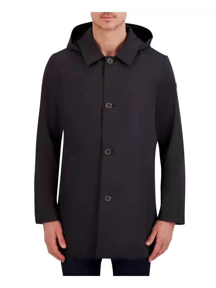 Мужское дождевое пальто Rain Tek Transitional с отстегивающимся капюшоном Vince Camuto — изображение 1 из 8, черный