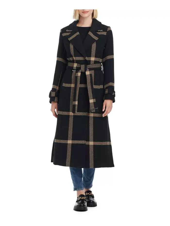Женское двубортное пальто макси из смесовой шерсти Vince Camuto — изображение 3 из 6, коричневый