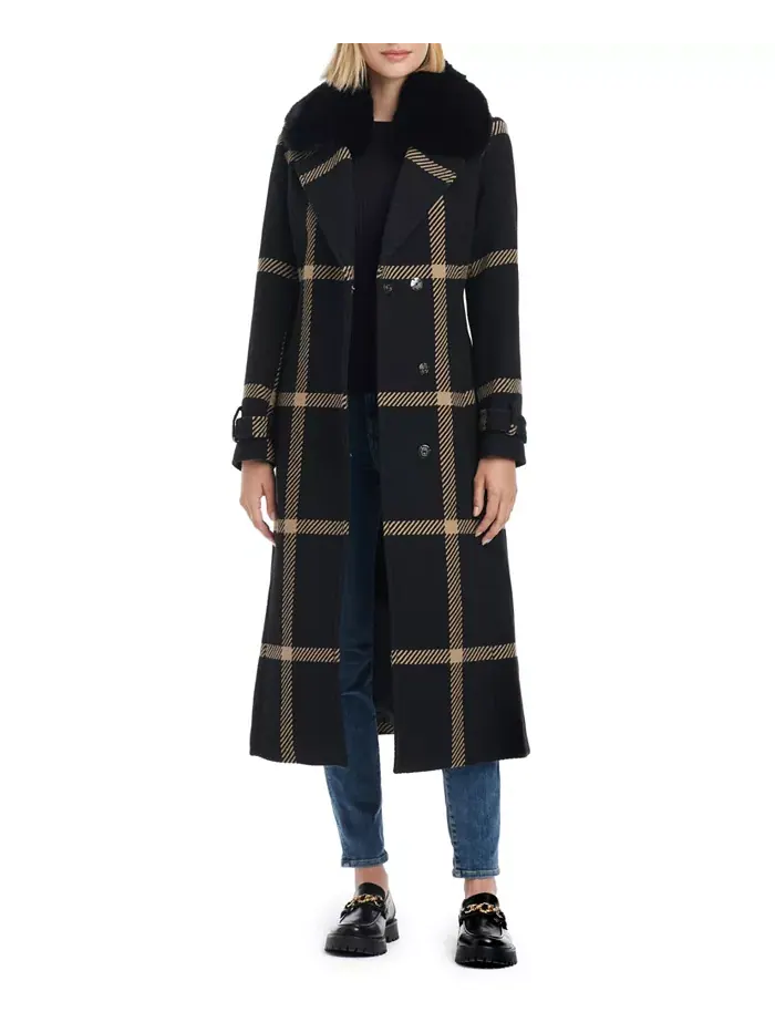 Женское двубортное пальто макси из смесовой шерсти Vince Camuto — изображение 5 из 6, коричневый