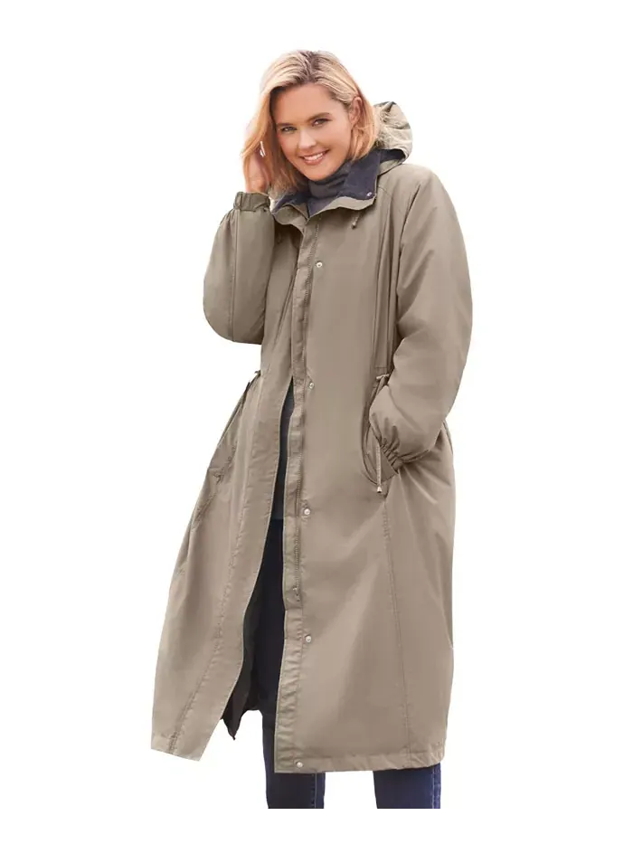 Длинная куртка с капюшоном Plus Size из таслона Woman Within