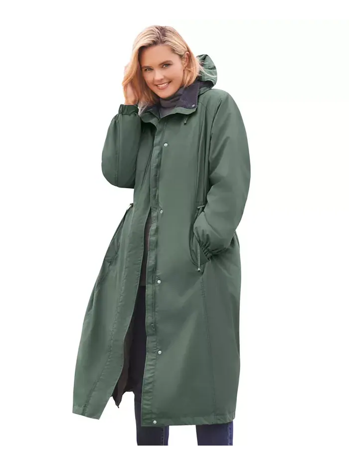 Длинная куртка с капюшоном Plus Size из таслона Woman Within — изображение 1 из 3, зеленый