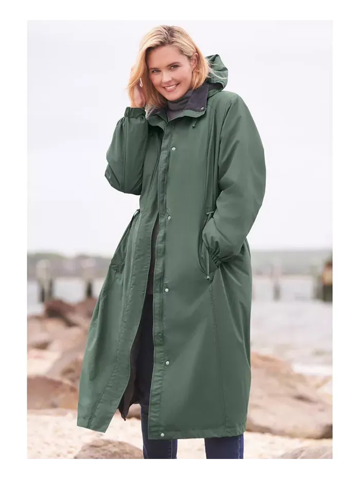 Длинная куртка с капюшоном Plus Size из таслона Woman Within — изображение 3 из 3, зеленый