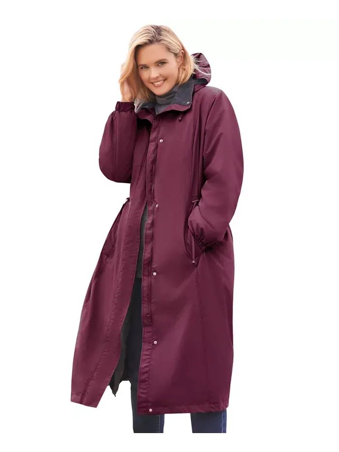 Длинная куртка с капюшоном Plus Size из таслона Woman Within — изображение 1 из 3, красный