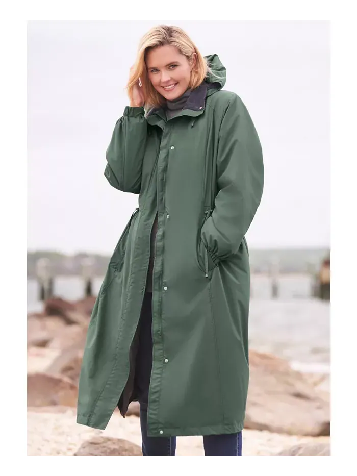 Длинная куртка с капюшоном Plus Size из таслона Woman Within — изображение 3 из 3, красный
