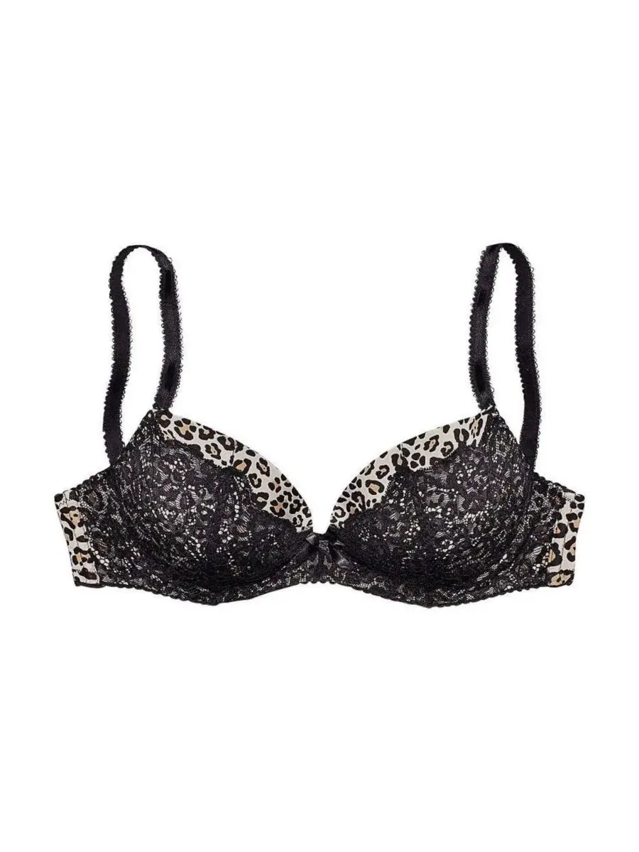 Бюстгальтер пуш-ап с кружевом Leopard Print LASCANA — изображение 5 из 7, коричневый