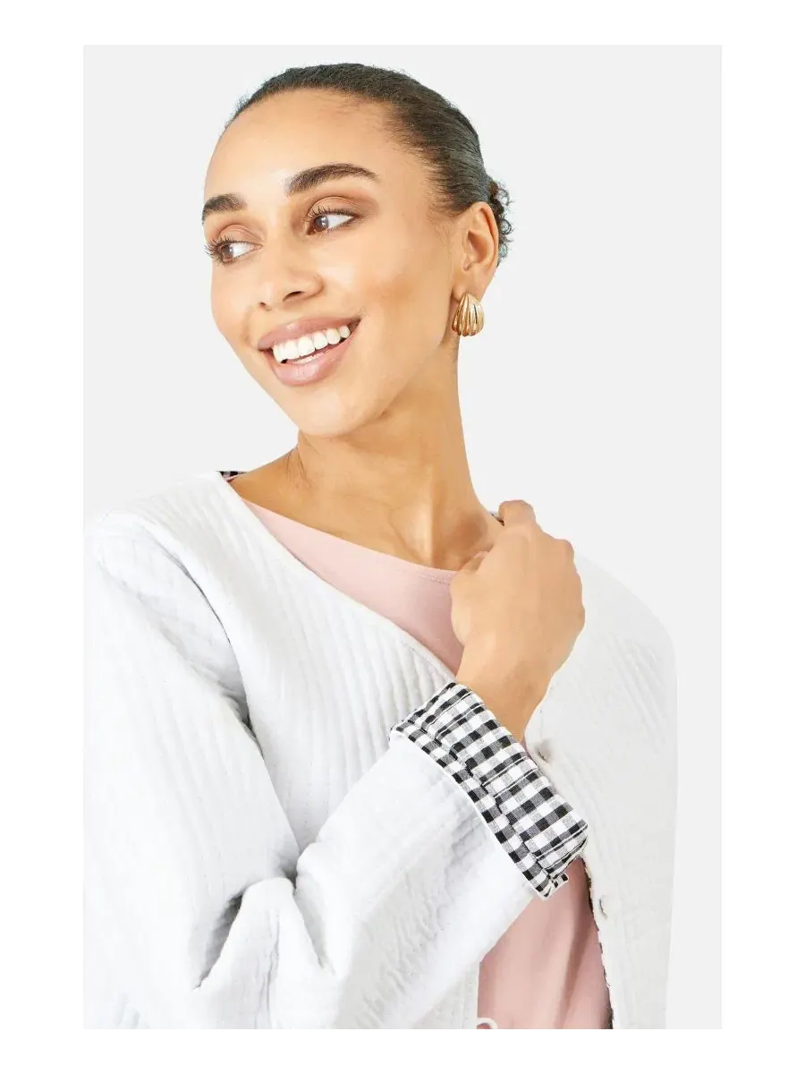 Женское стеганое хлопковое пальто-куртка с реверсивным дизайном, модель Reversible Cotton Quilted — изображение 4 из 5, белый