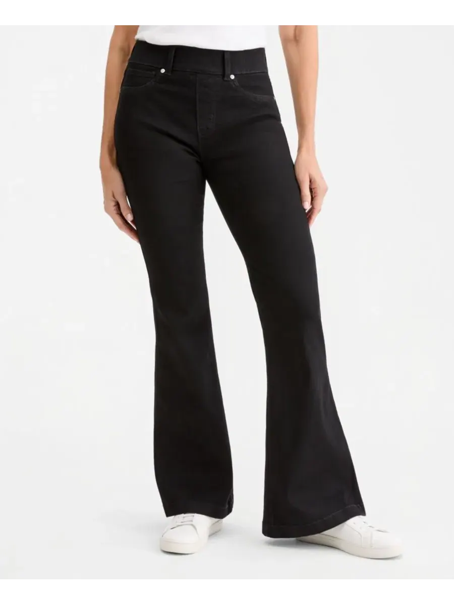 Джинсы клеш с высокой посадкой Shaping Flare High-Rise Pull-On Style & Co — изображение 3 из 6, черный