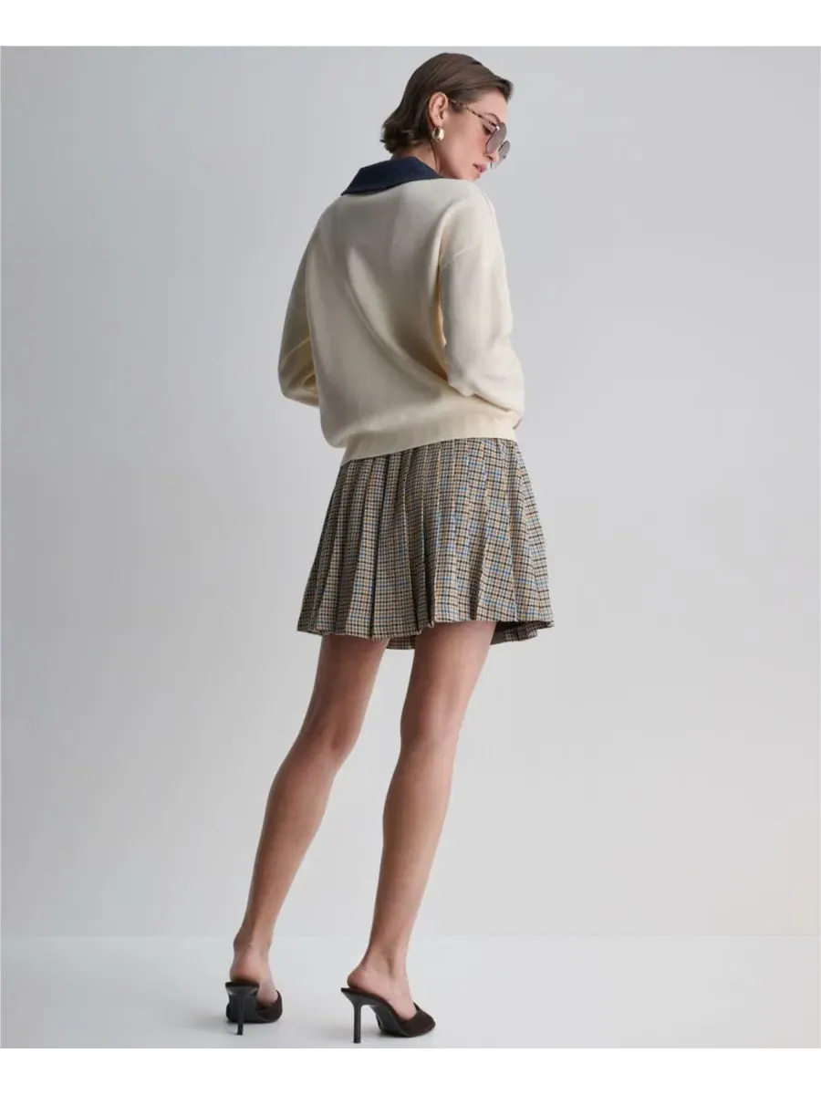 Свитер оверсайз с воротником и джинсовой отделкой BCBG — изображение 7 из 11, джинсовый синий