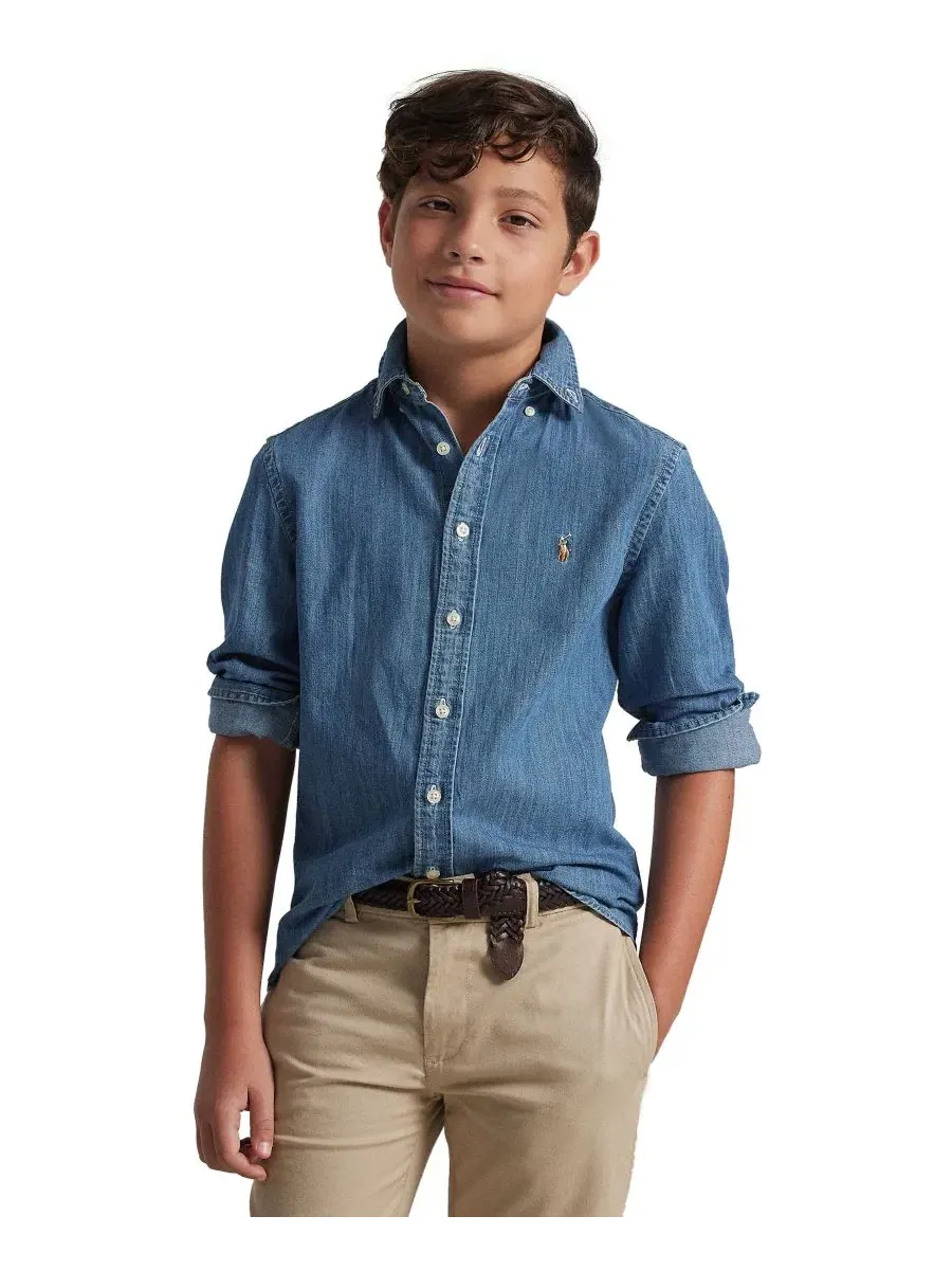 Рубашка и шорты из шамбре для мальчиков постарше Polo Ralph Lauren