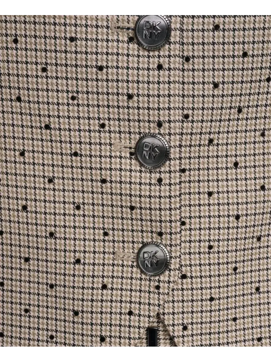 Жилет без рукавов с принтом в клетку, модель Embellished Houndstooth Square Neck DKNY — изображение 8 из 8, черный мульти