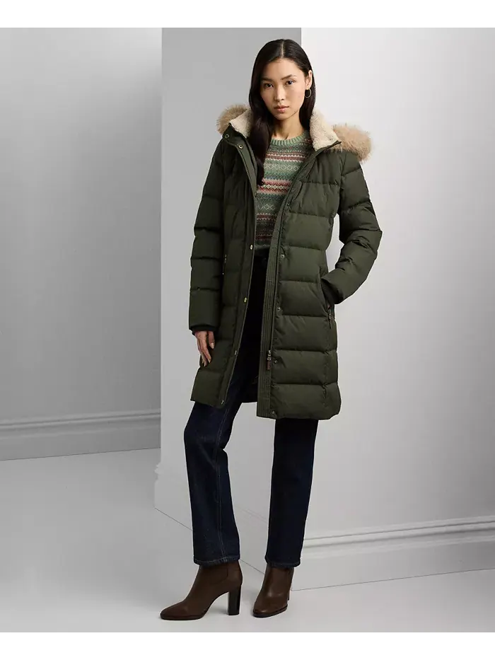 Женское стеганое пальто с капюшоном из искусственного меха, размеры P/XS–XXL Lauren Ralph Lauren