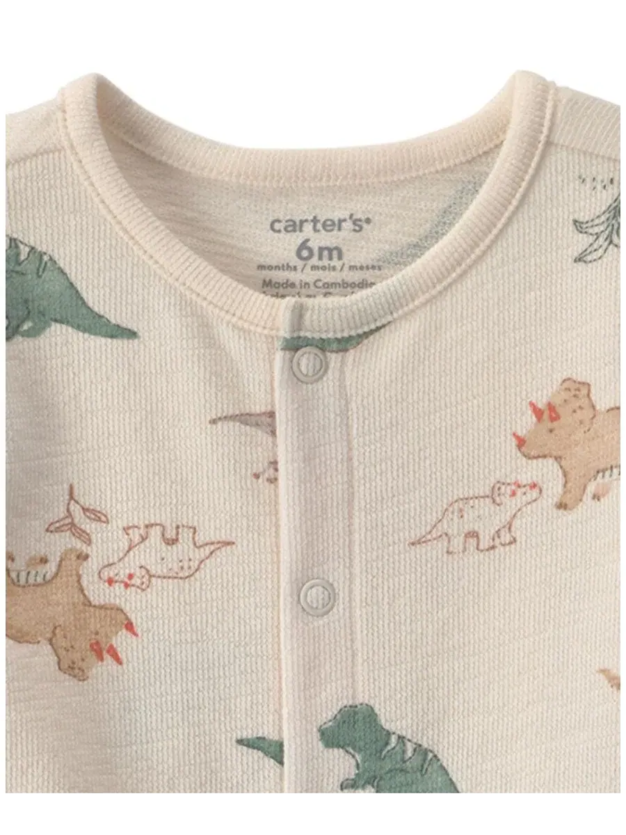 Детский комбинезон с динозаврами, с коротким рукавом Carter's — изображение 2 из 4, белый