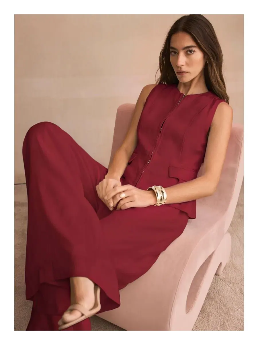 Жилет с открытой спиной и завязкой Peplum Mint Velvet — изображение 4 из 5, бордовый