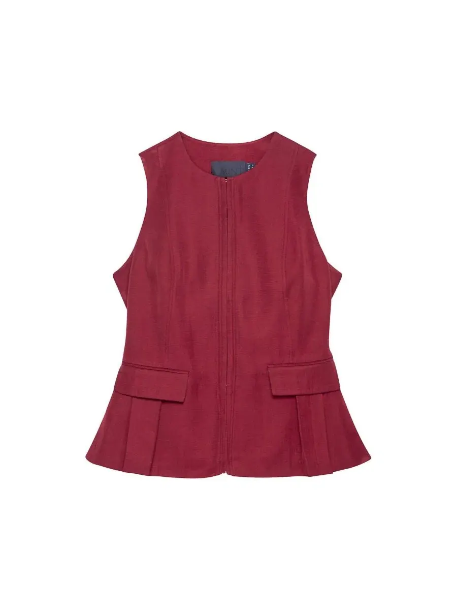Жилет с открытой спиной и завязкой Peplum Mint Velvet — изображение 5 из 5, бордовый