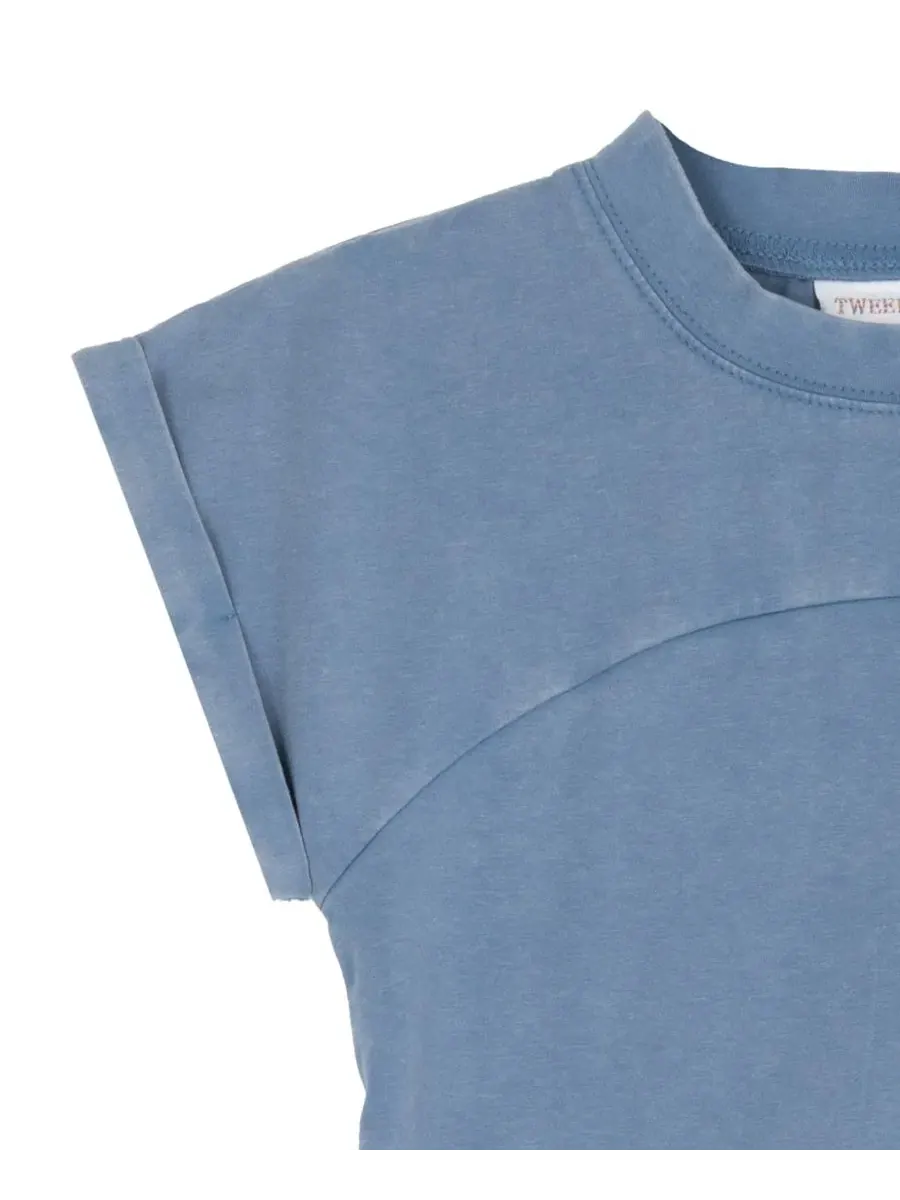 Комплект из футболки с перекрестным вырезом и джоггеров, модель Washed Jersey Knit Crossover — изображение 6 из 7, синий