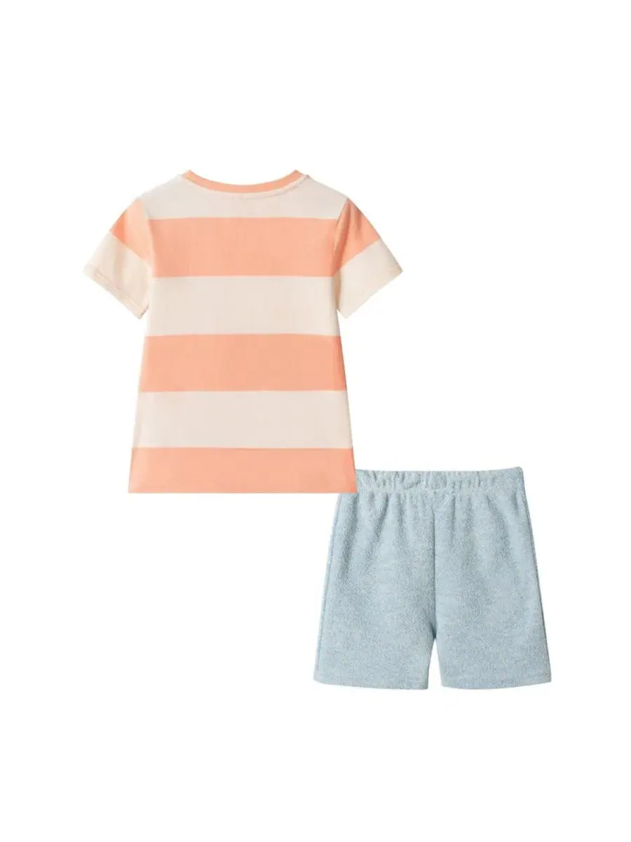 Комплект футболки и шорт с принтом краба, модели Striped Crab Graphic Pocket Tee Set Andy & Evan — изображение 2 из 5