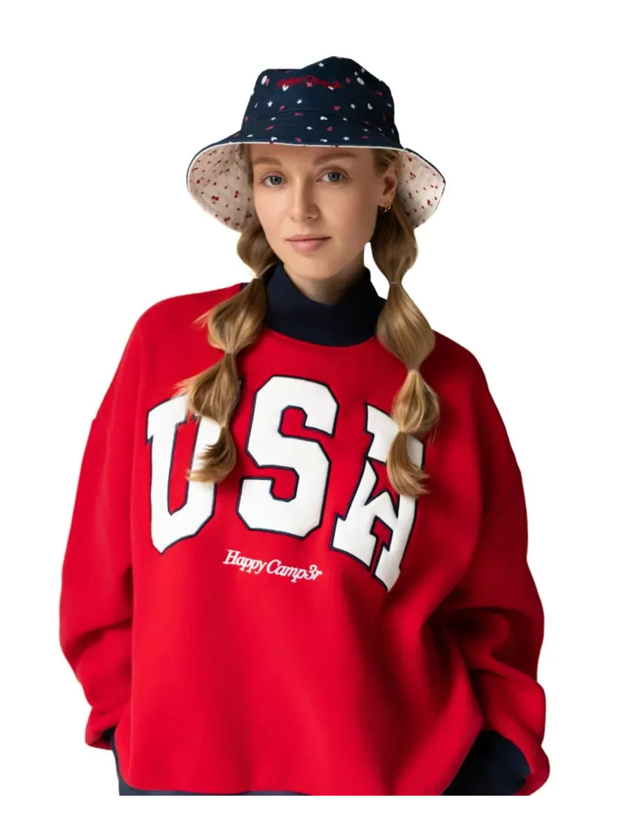 Женский свитшот с принтом USA Mock Neck Sweatshirt The Happy Camp3r — изображение 2 из 7, красный