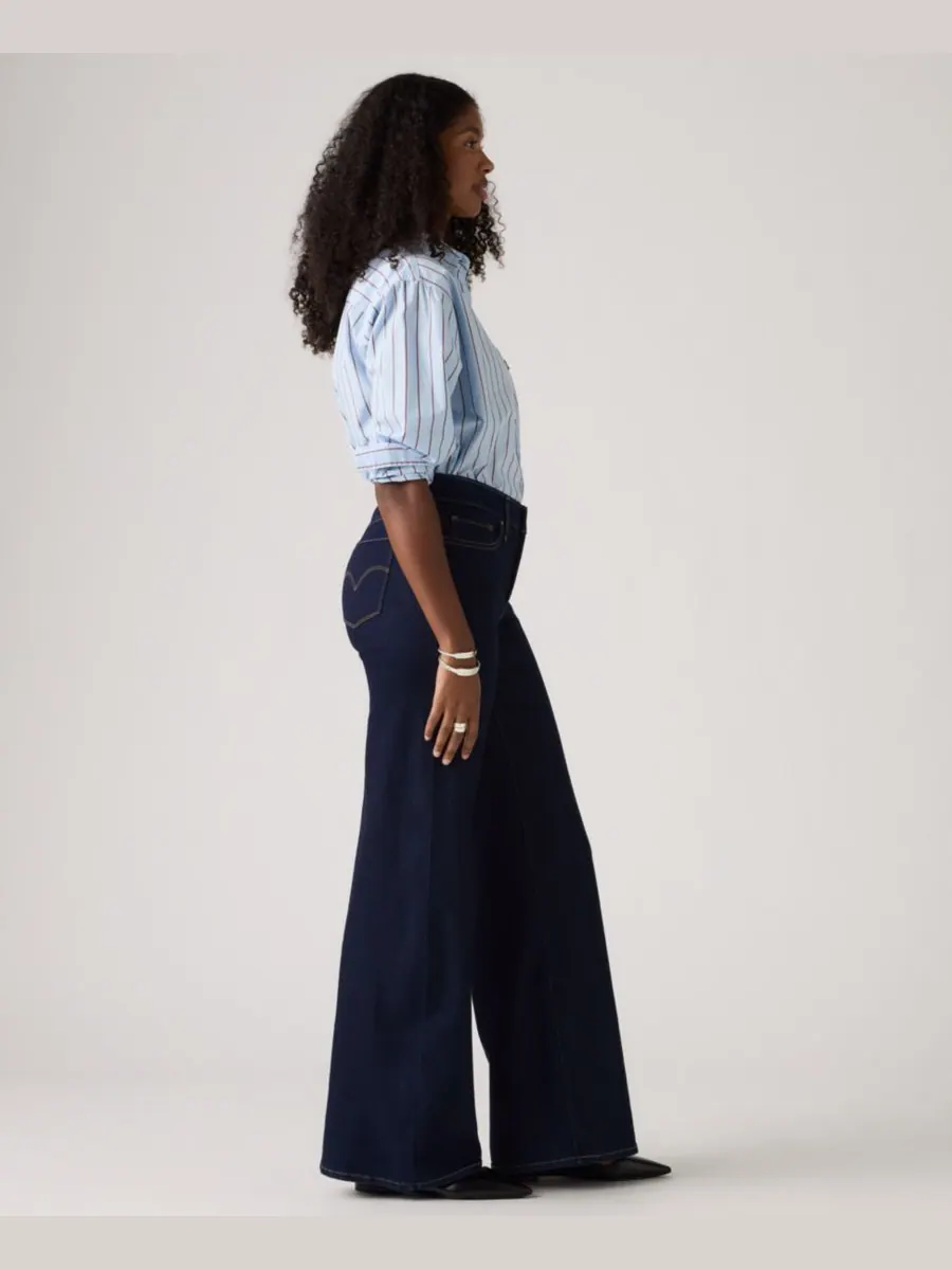 Женские джинсы 318 Shaping Stellar-Stretch Wide-Leg Jeans, длина штанин 30 дюймов Levi's — изображение 2 из 5, голубой